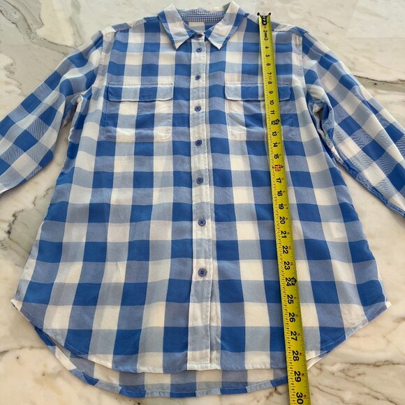 EQUIPMENT BLUE WHITE CHECKERED SILK SHIRT SIZE MEDIUM - Picture 14 of 17